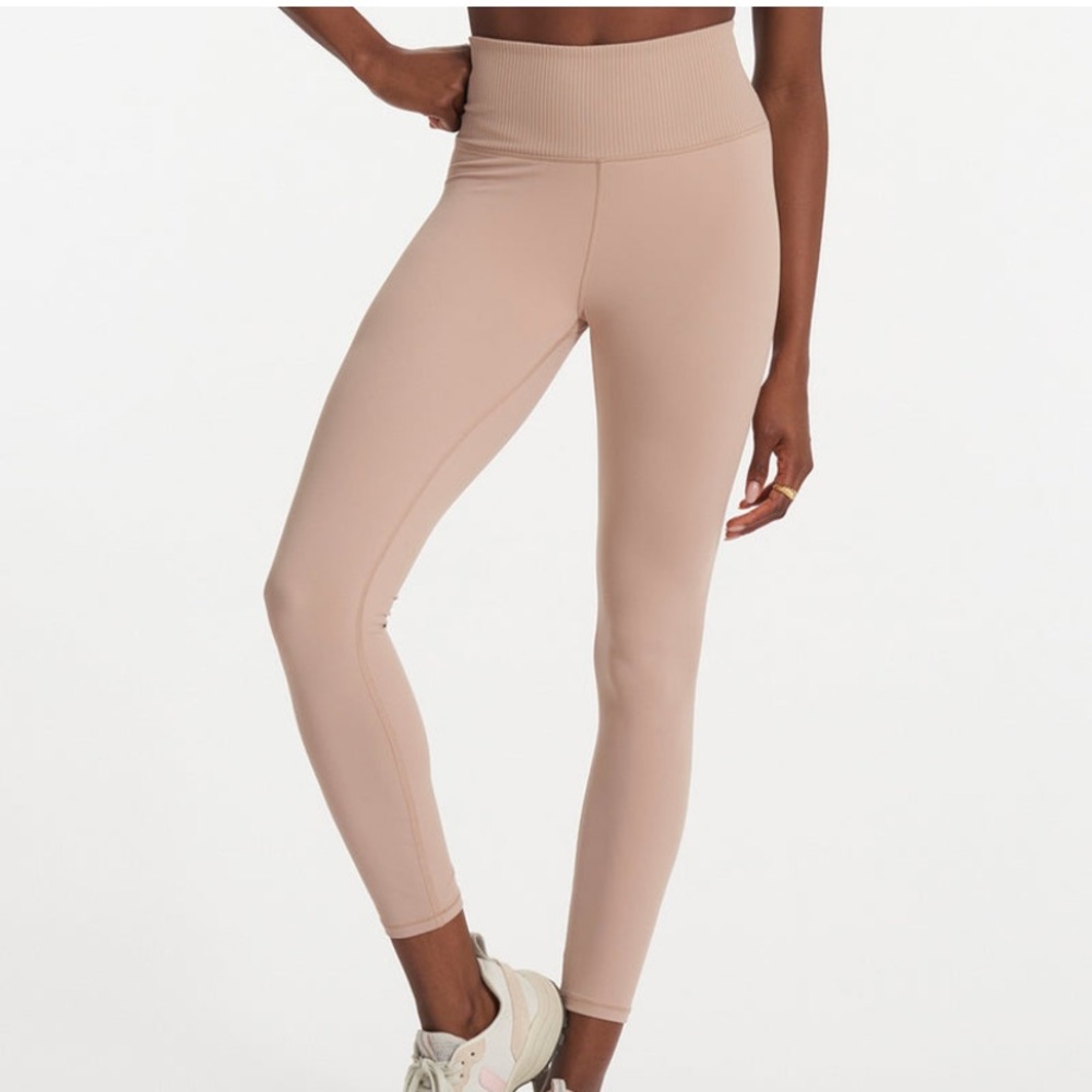 Vuori Rib Studio High Waist Women's Leggings in Tan